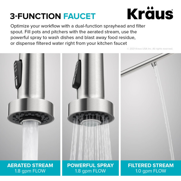 Kraus KFF-1610 2-in-1 Commercial Pull-Down Single Handle Kitchen Faucet