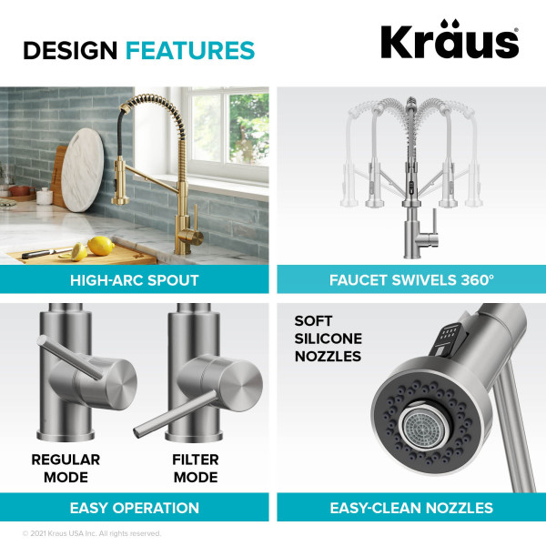 Kraus KFF-1610 2-in-1 Commercial Pull-Down Single Handle Kitchen Faucet