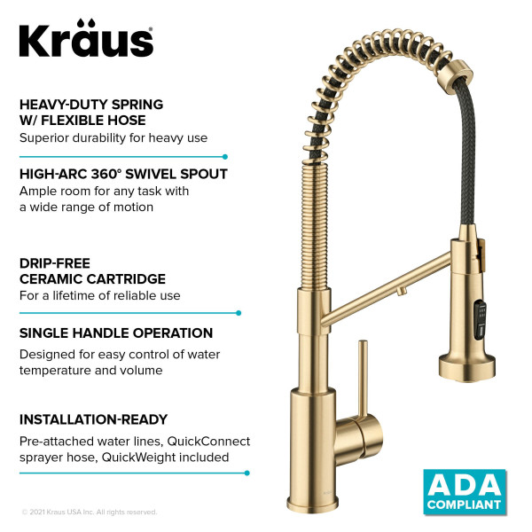 Kraus KFF-1610 2-in-1 Commercial Pull-Down Single Handle Kitchen Faucet