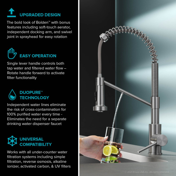 Kraus KFF-1610 2-in-1 Commercial Pull-Down Single Handle Kitchen Faucet