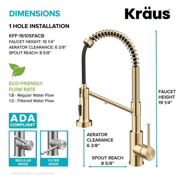 Kraus KFF-1610 2-in-1 Commercial Pull-Down Single Handle Kitchen Faucet