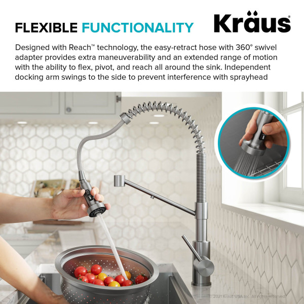 Kraus KFF-1610 2-in-1 Commercial Pull-Down Single Handle Kitchen Faucet