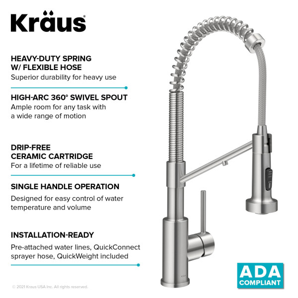 Kraus KFF-1610 2-in-1 Commercial Pull-Down Single Handle Kitchen Faucet