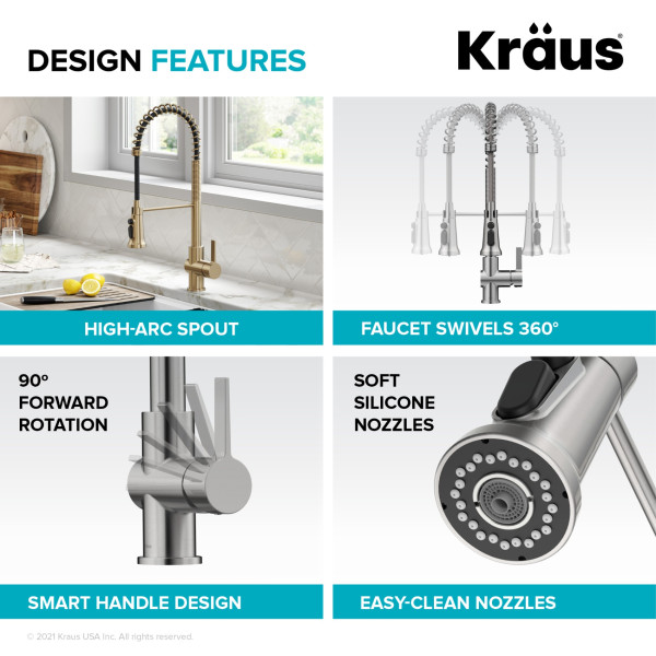 Kraus KFF-1691 2-in-1 Commercial Pull-Down Single Handle Water Filter Kitchen Faucet