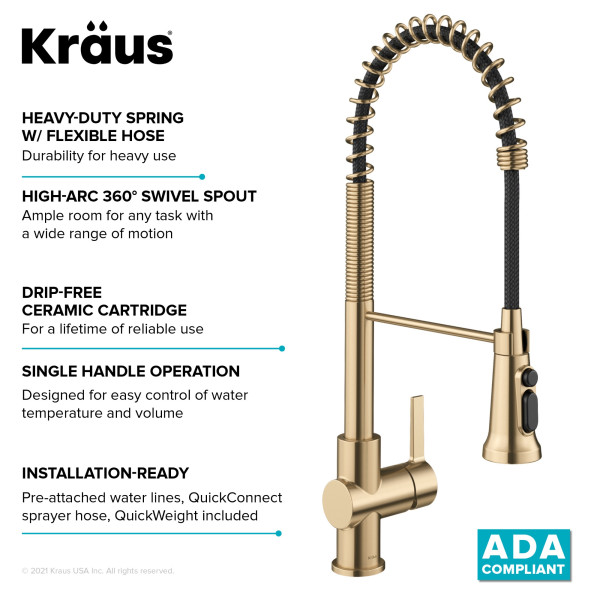 Kraus KFF-1691 2-in-1 Commercial Pull-Down Single Handle Water Filter Kitchen Faucet