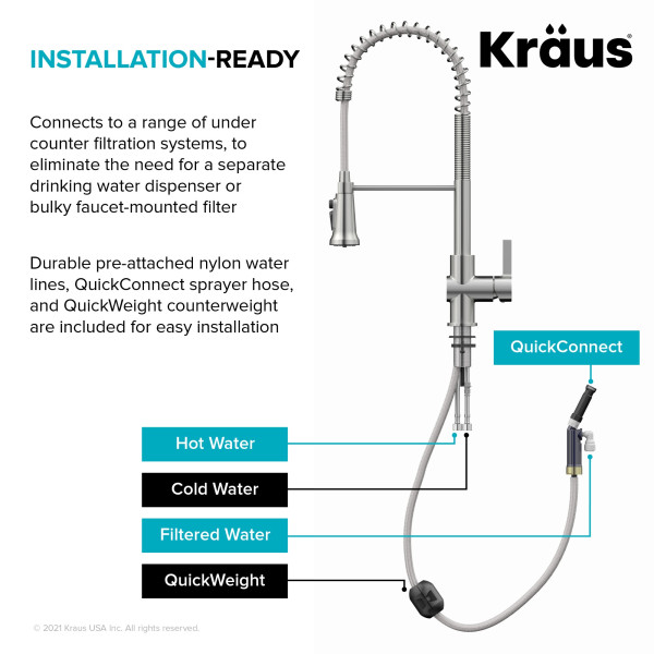 Kraus KFF-1691 2-in-1 Commercial Pull-Down Single Handle Water Filter Kitchen Faucet