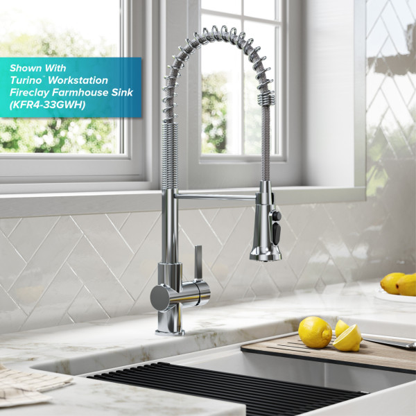 Kraus KFF-1691 2-in-1 Commercial Pull-Down Single Handle Water Filter Kitchen Faucet