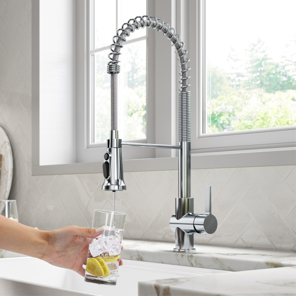 Kraus KFF-1691 2-in-1 Commercial Pull-Down Single Handle Water Filter Kitchen Faucet