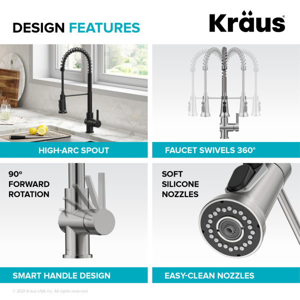 Kraus KFF-1691 2-in-1 Commercial Pull-Down Single Handle Water Filter Kitchen Faucet