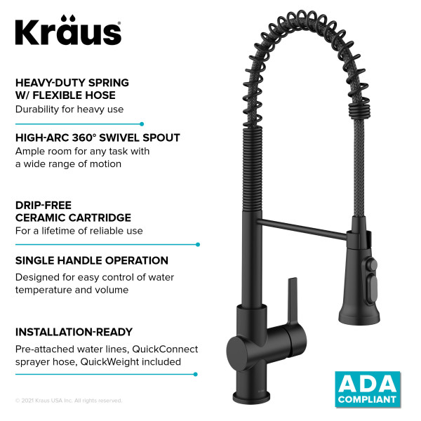 Kraus KFF-1691 2-in-1 Commercial Pull-Down Single Handle Water Filter Kitchen Faucet