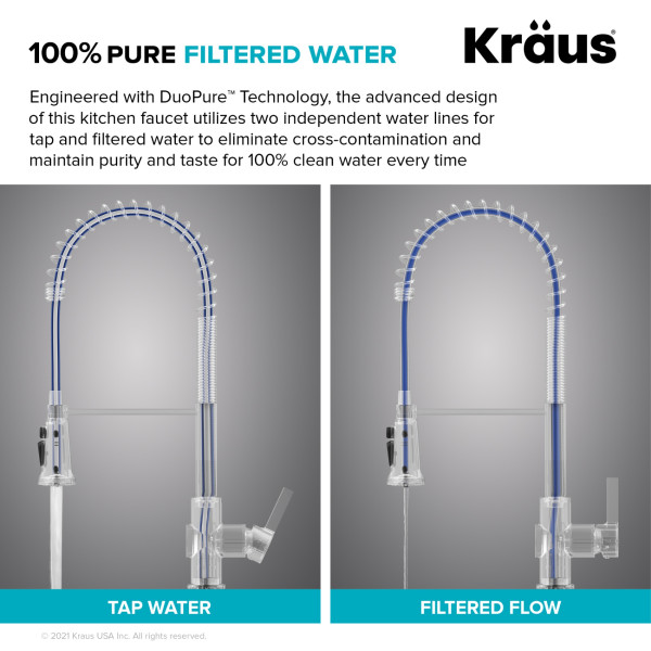 Kraus KFF-1691 2-in-1 Commercial Pull-Down Single Handle Water Filter Kitchen Faucet