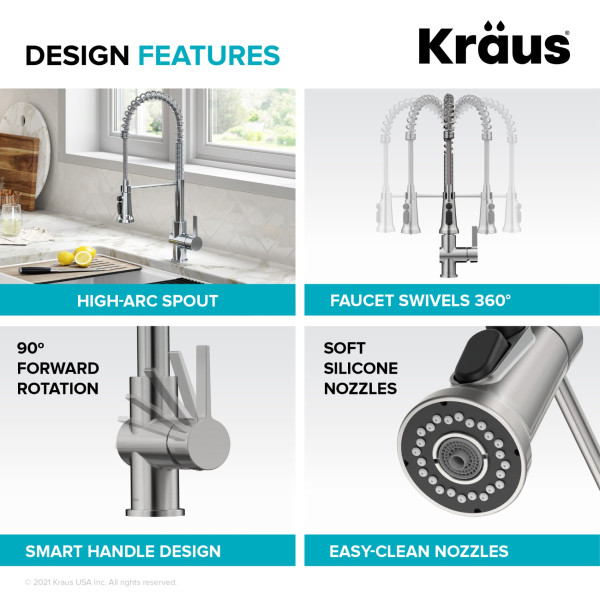 Kraus KFF-1691 2-in-1 Commercial Pull-Down Single Handle Water Filter Kitchen Faucet