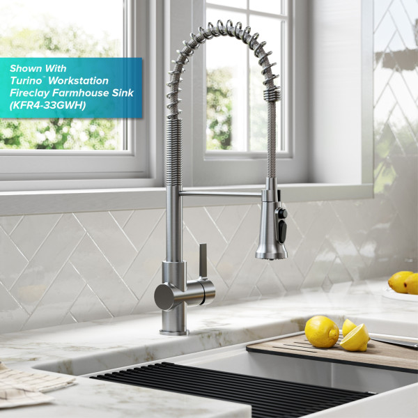 Kraus KFF-1691 2-in-1 Commercial Pull-Down Single Handle Water Filter Kitchen Faucet