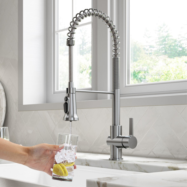 Kraus KFF-1691 2-in-1 Commercial Pull-Down Single Handle Water Filter Kitchen Faucet