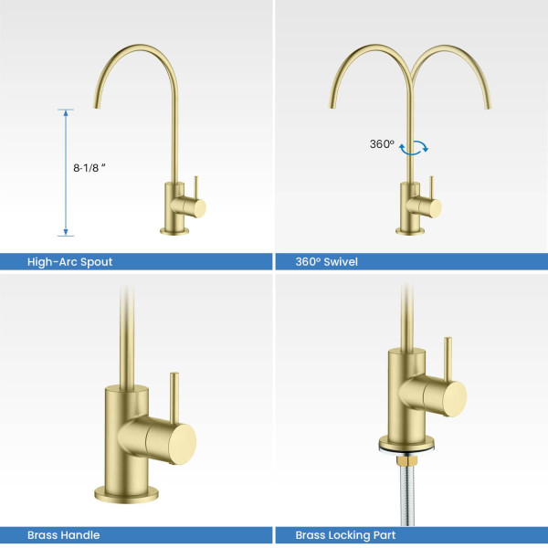 KIBI KFF501BG Circular Water Filtration Faucet In Brushed Gold