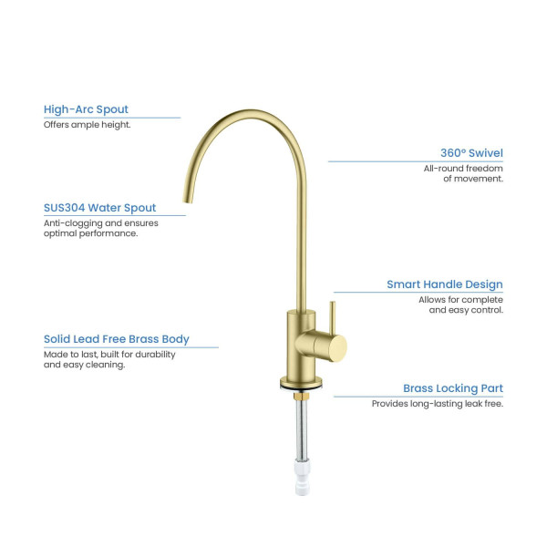 KIBI KFF501BG Circular Water Filtration Faucet In Brushed Gold