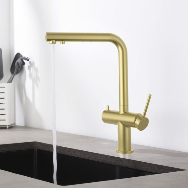 KIBI KFF502BG Circular 2-in-1 Water Filter Kitchen Pull Out Faucet