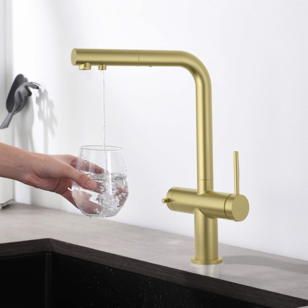 KIBI KFF502BG Circular 2-in-1 Water Filter Kitchen Pull Out Faucet