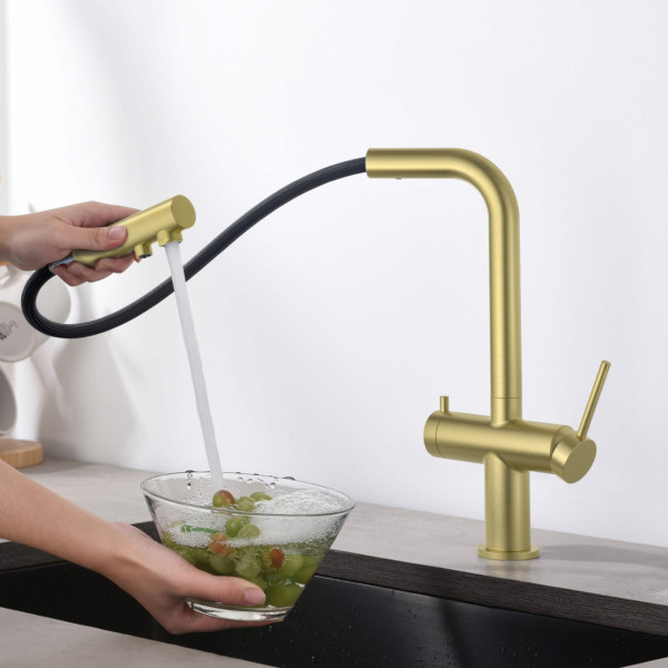 KIBI KFF502BG Circular 2-in-1 Water Filter Kitchen Pull Out Faucet