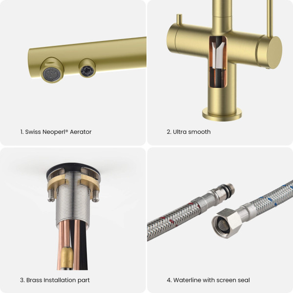 KIBI KFF502BG Circular 2-in-1 Water Filter Kitchen Pull Out Faucet