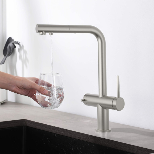 KIBI KFF502BN Circular 2-in-1 Water Filter Kitchen Pull Out Faucet