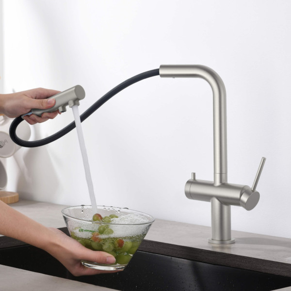 KIBI KFF502BN Circular 2-in-1 Water Filter Kitchen Pull Out Faucet