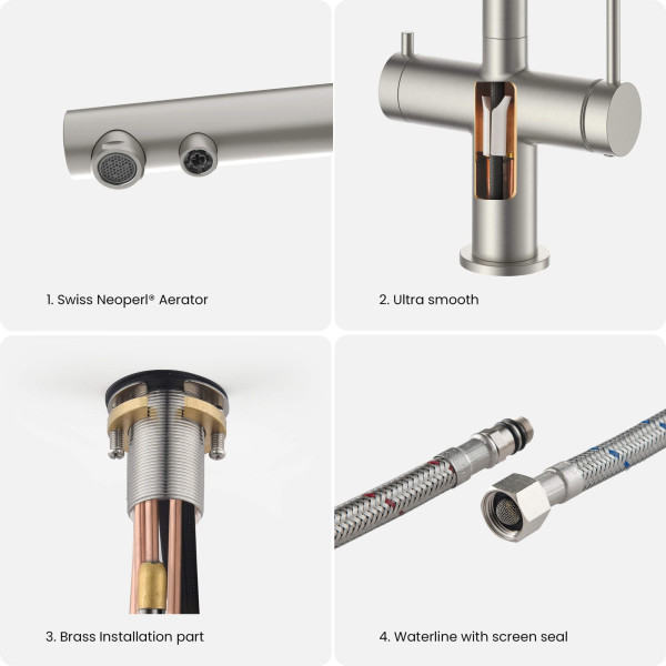 KIBI KFF502BN Circular 2-in-1 Water Filter Kitchen Pull Out Faucet