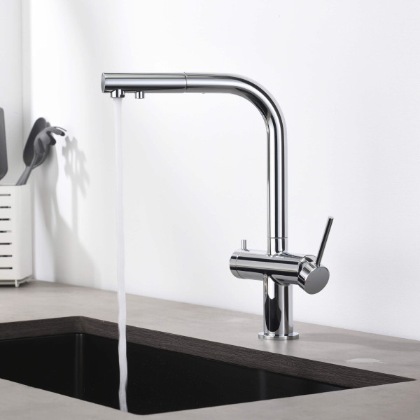 KIBI KFF502CH Circular 2-in-1 Water Filter Kitchen Pull Out Faucet