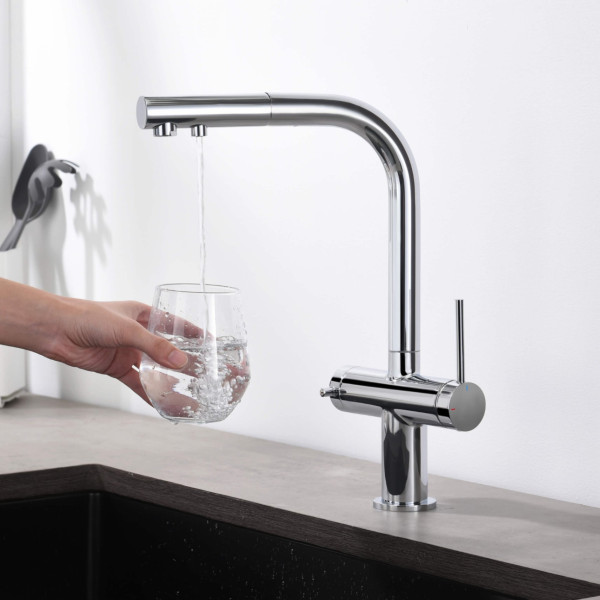 KIBI KFF502CH Circular 2-in-1 Water Filter Kitchen Pull Out Faucet