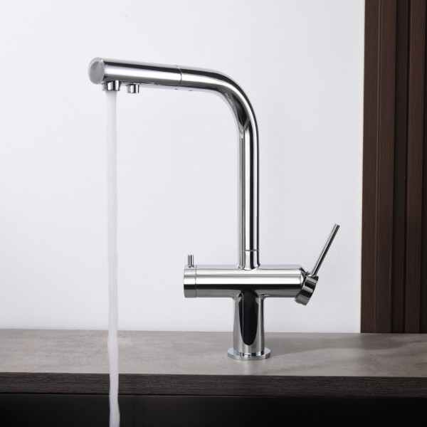 KIBI KFF502CH Circular 2-in-1 Water Filter Kitchen Pull Out Faucet