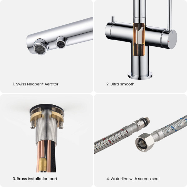 KIBI KFF502CH Circular 2-in-1 Water Filter Kitchen Pull Out Faucet