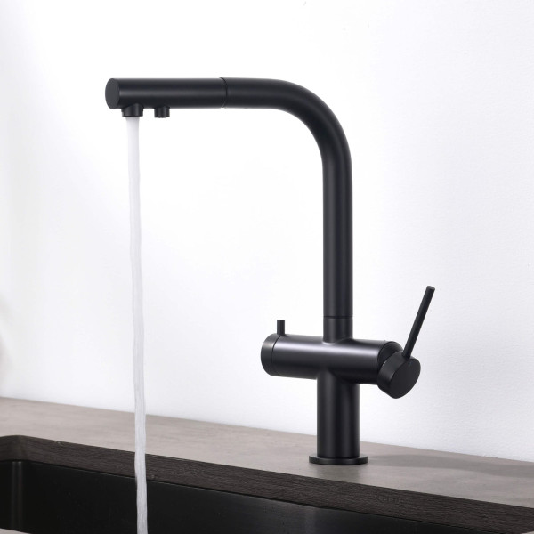 KIBI KFF502MB Circular 2-in-1 Water Filter Kitchen Pull Out Faucet