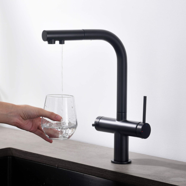 KIBI KFF502MB Circular 2-in-1 Water Filter Kitchen Pull Out Faucet