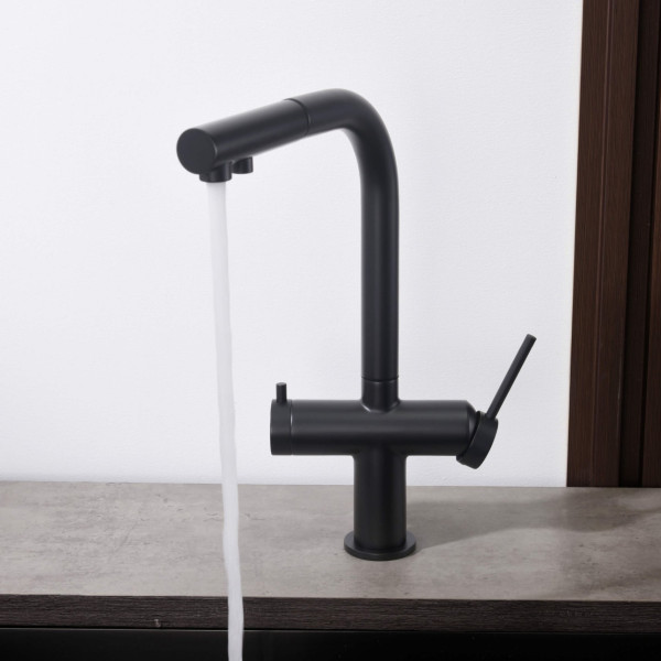 KIBI KFF502MB Circular 2-in-1 Water Filter Kitchen Pull Out Faucet