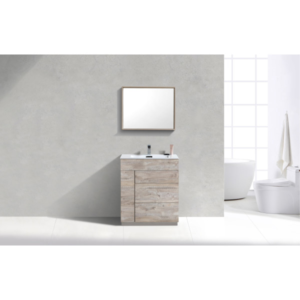 KubeBath KFM30-NW Milano 30" Nature Wood Modern Bathroom Vanity