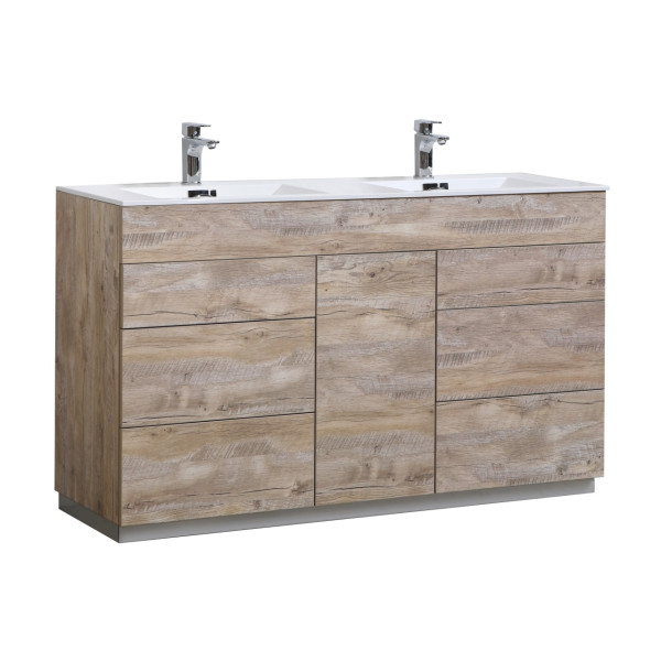 KubeBath KFM60D Milano 60" Double Sink Bathroom Vanity