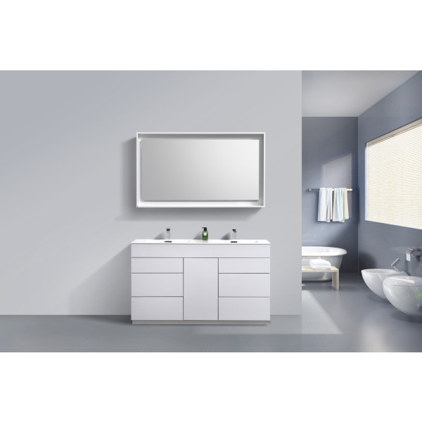 KubeBath KFM60D Milano 60" Double Sink Bathroom Vanity