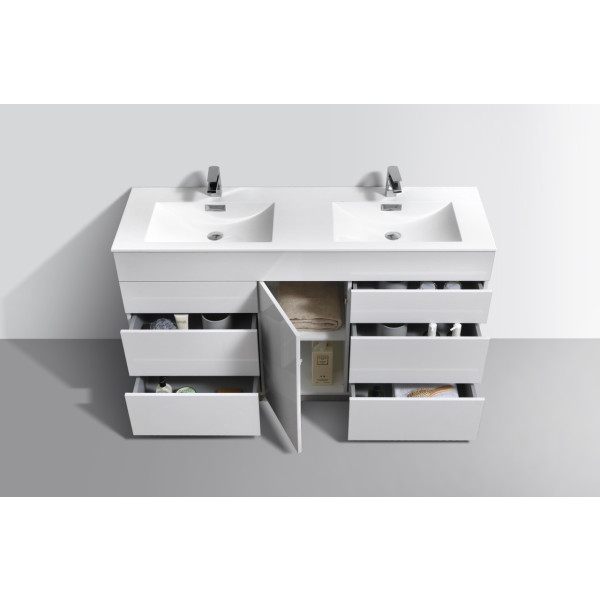 KubeBath KFM60D Milano 60" Double Sink Bathroom Vanity
