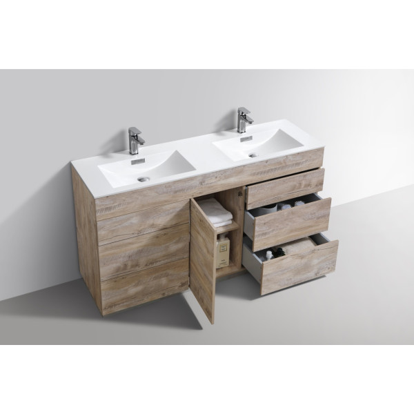 KubeBath KFM60D Milano 60" Double Sink Bathroom Vanity