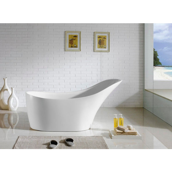 KubeBath KFST1067 Victorian 67 Inch Acrylic Free Standing Bathtub In White