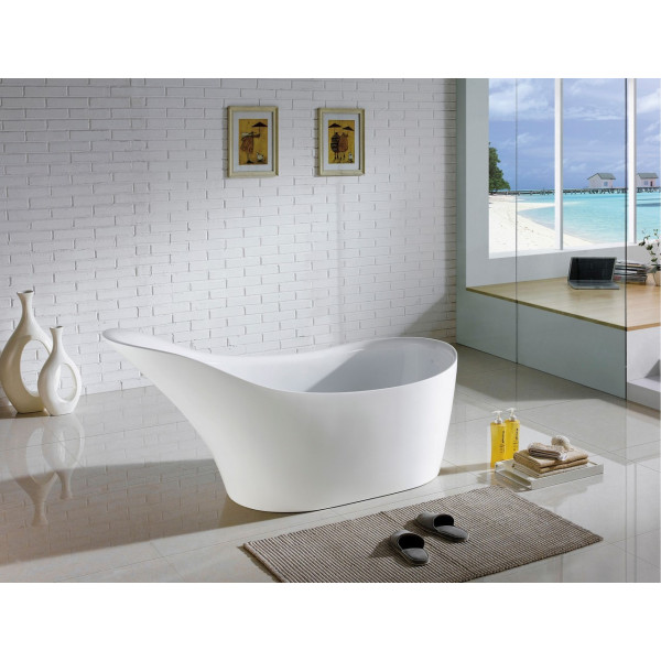 KubeBath KFST1067 Victorian 67 Inch Acrylic Free Standing Bathtub In White