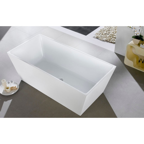 Kube KFST5063 Squadra 63 Inch Acrylic Free Standing Bathtub In White