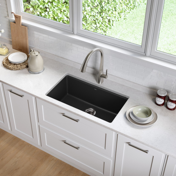Kraus KGU-413B 31 inch Undermount Black Onyx Granite Kitchen Sink