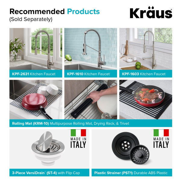 Kraus KGU-434B 33 inch Undermount 50/50 Black Onyx Granite Kitchen Sink