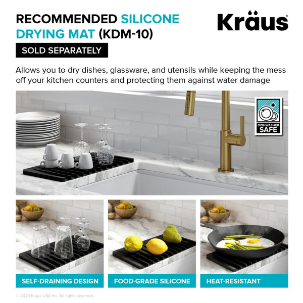 Kraus KGU-434B 33 inch Undermount 50/50 Black Onyx Granite Kitchen Sink