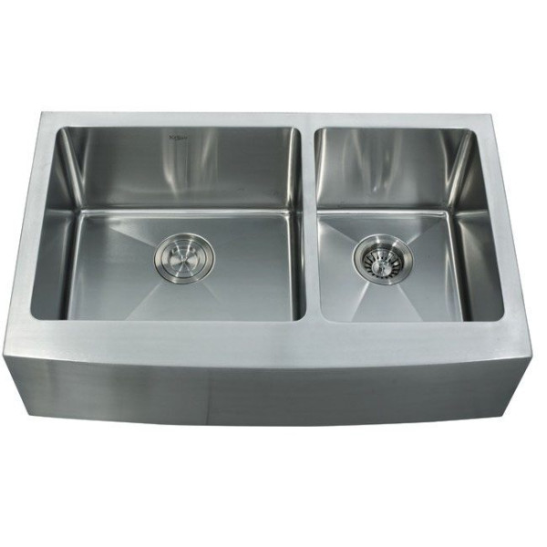 Kraus KHF203-33 33 inch Farmhouse Double Bowl Stainless Steel Kitchen Sink