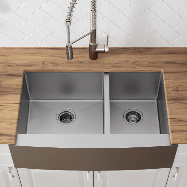 Kraus KHF203-36-100-75MB 36" 16 Gauge Double Stainless  Farmhouse Kitchen Sink