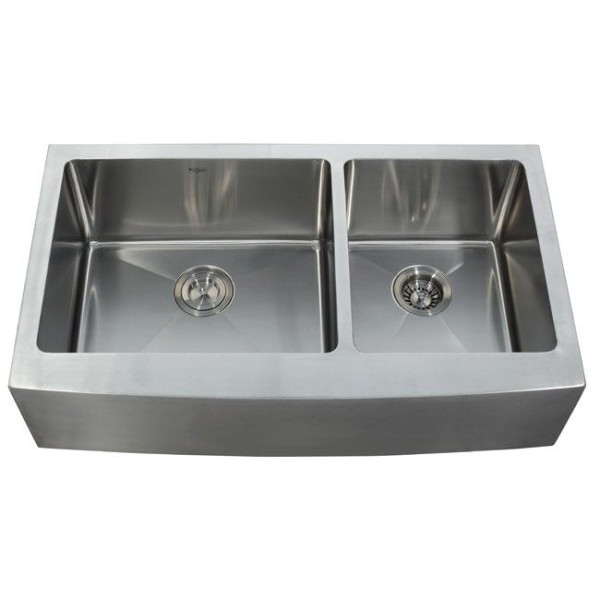Kraus KHF203-36 36 inch Farmhouse Double Bowl Stainless Steel Kitchen Sink