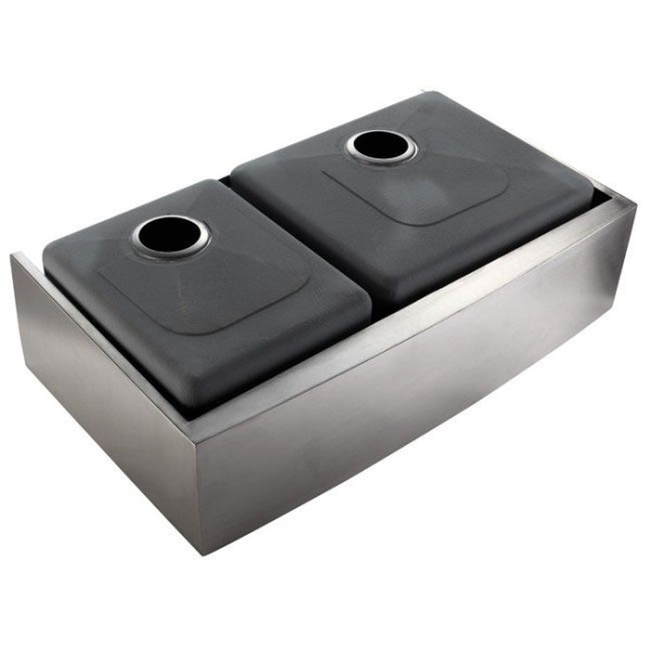 Kraus KHF203-36 36 inch Farmhouse Double Bowl Stainless Steel Kitchen Sink