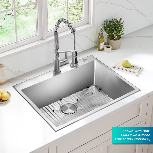 KRAUS KHT300-28 Standart PRO™ 28” Drop In Single Bowl Stainless Steel Kitchen Sink